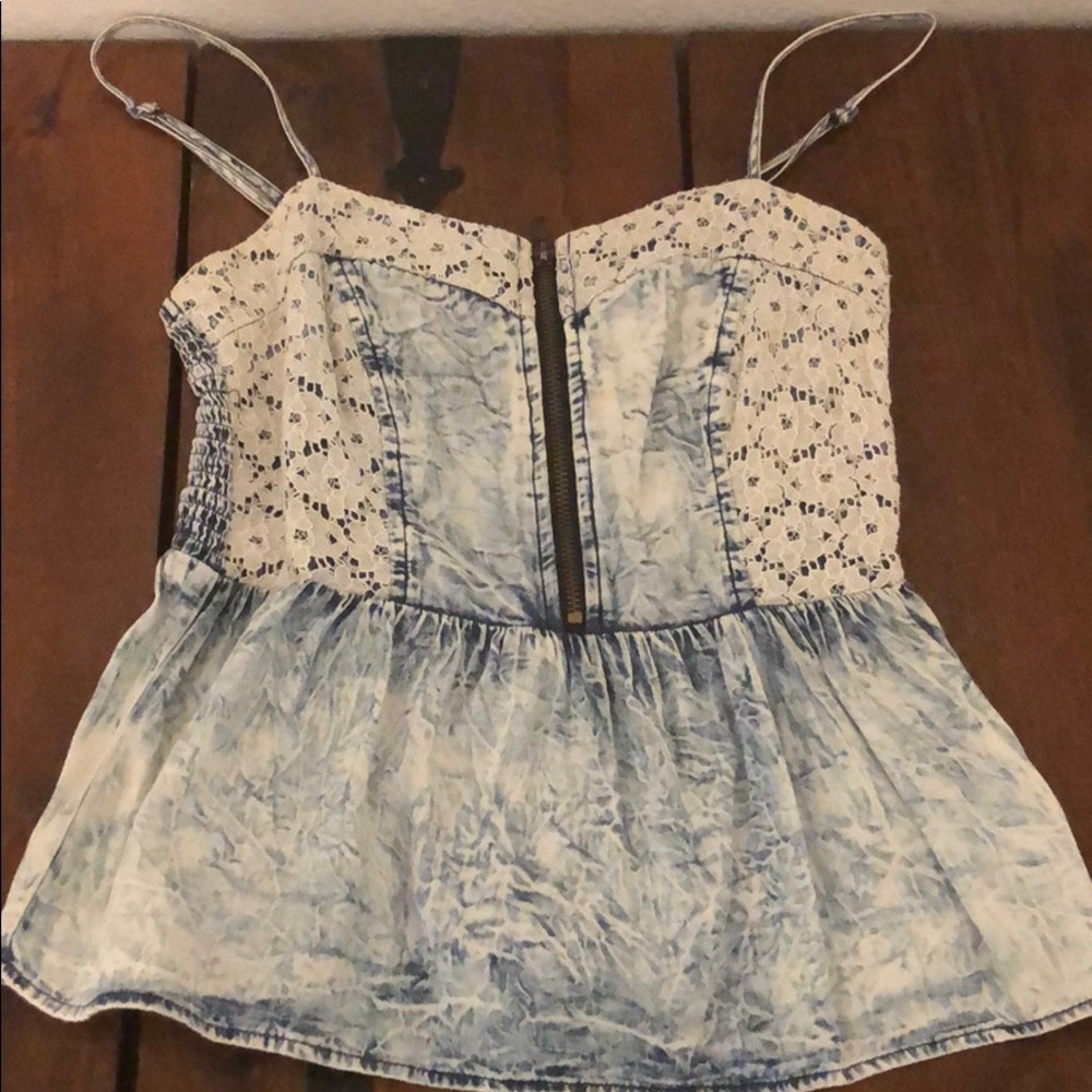 Denim and lace top